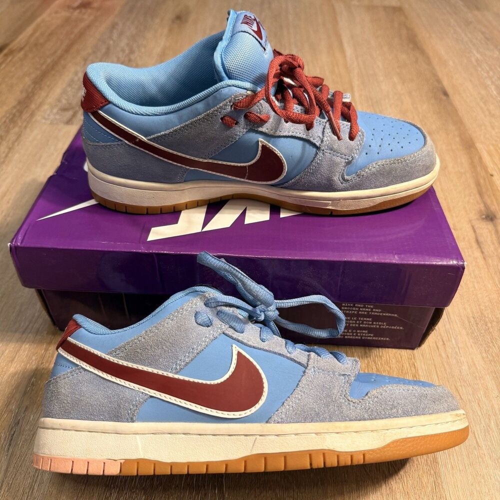 Nike SB Dunk Low PRM Phillies Men's Size 7 DQ4040-400 Valor Blue Team Maroon